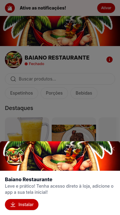 App de delivery Baiano Restaurante