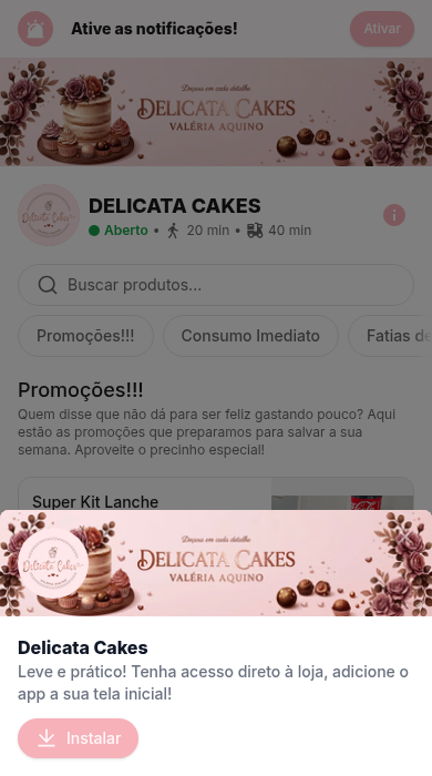 App de delivery Delicata Cakes