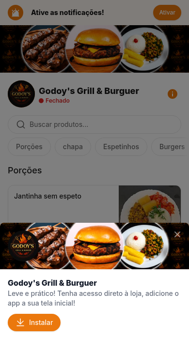 App de delivery Godoy's Grill & Burguer