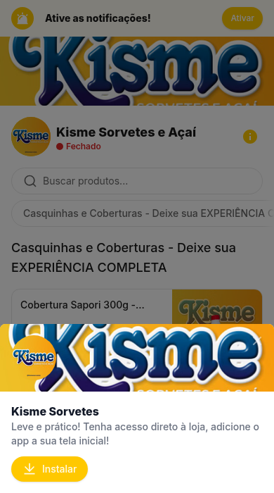 App de delivery Kisme Sorvetes