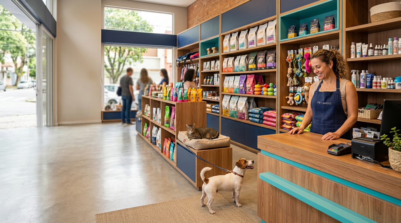 Interior organizado de um pet shop